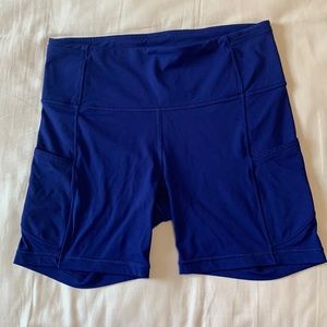 Lululemon Fast and Free Bike Athletic Running Shorts in Blue, Size 8